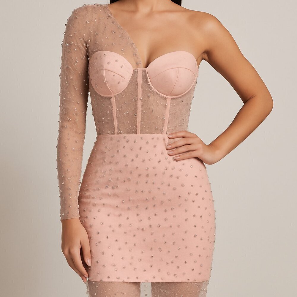 Mac Duggal 30766 Rose Beaded Corset Cocktail Dress XS Sample Rare